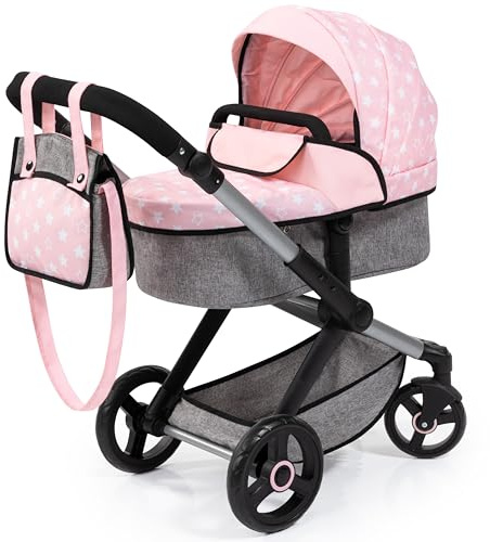 Bayer Design Puppenwagen Xeo mit Tasche, höhenverstellbar, wandelbar | wandelbar als Puppenjogger, Schwenkschieber, verstellbarer Griff, bewegliche Vorderräder, integrierter Korb