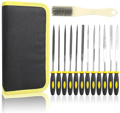 smtfcty Set di lime ad ago diamantate Set 13 Pezzi 150mm in lega di acciaio temprato, Lime per modellare, limare metallo, legno, plastic
