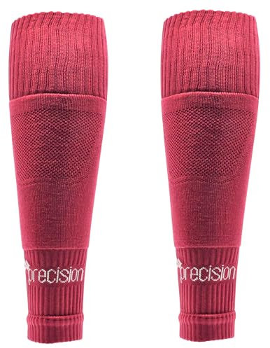 Precision Training Pro Junior Footless Sleeve Sport Socks, Stretch Fit, Compression Support for Football, Rugby and Hockey, Maroon Red, Sizes 12 Child UK - 6 UK