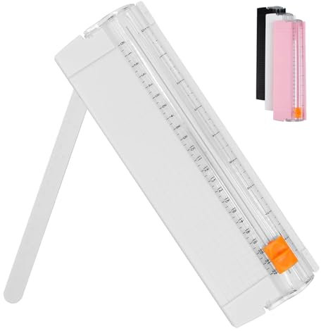 Mini Paper Cutter, Guillotine A4 A5 Paper Trimmer with Automatic Security Safeguard, for Scrapbooking, Labels, Card, Craft Paper and Photos (Color: White)