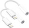 Confezione da 2 adattatori per cuffie iPhone da 3,5 mm, da Lightning a jack da 3,5 mm per cuffie/auricolari, compatibili con iPhone 14, 13, 12, 11, Pro, XR, XS Max, X, 8, 7, 6