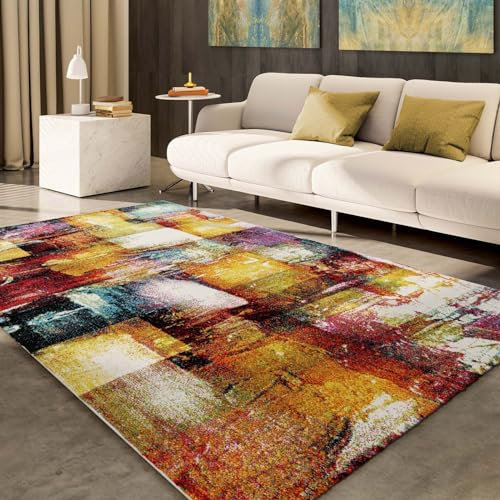 Taracarpet Moderner Designer Kurzflor Teppich bunt Multi fürs Wohnzimmer Schlafzimmer und Kinderzimmer Vision Square 160x230 cm