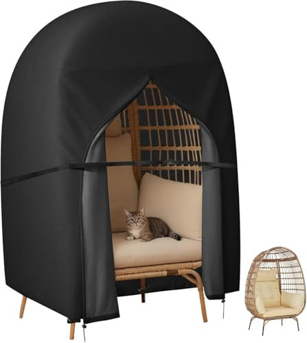 joomie Patio Egg Chair Cover Waterproof Heavy Duty Outdoor Swing Egg Chair Cover with Zipper UV Resistant All Weather Protection for Rattan Egg Swing Chair 190x115CM Durable Furniture Cover
