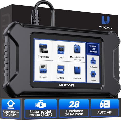 OBD2 Diagnosis, MUCAR CS90 Diagnosis Coche Multimarca con 2 Sistemas | Y 28 Funciones de Reinicio, Maquina Diagnosis Coche Para AutoVIN, Android 7.0, Wi-Fi Actualización Gratuita