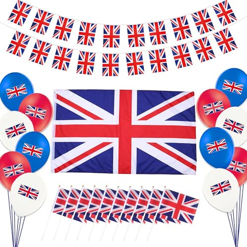 British Union Jack Flag Bunting Remembrance Day Decoration Remembrance Day Union Jack Hand Flags Union Jack Balloons Union Jack British Decorations Large Great Britain Flag 5 x 3ft Sports Decoration