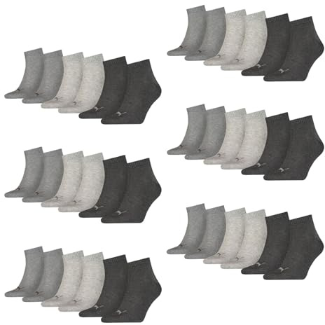 PUMA Unisex Sportsocken Kurzsocken Quarter Socken 3 Paar, Farbe:Grau, Größe:39-42, Artikel:-800 anthracite/l mel grey/m mel grey
