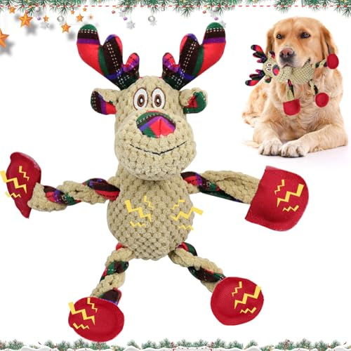 Hundespielzeug Weihnachten, Quietschendes Hundespielzeug Rentiere, Spielzeug Hund Weihnachten, Interaktives Hunde Spielzeug, Hunde Kauspielzeug, Weihnachten Geschenke für Kleine, Mittelgroße Hunde(B)