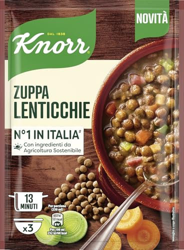 Knorr Zuppa Lenticchie, Piatti Pronti Knorr con Verdure da Agricoltura Sostenibile, Senza Coloranti, Ricco di Fibre, ad Alto Contenuto di Proteine, 133 g
