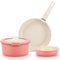 IKTU Ceramic Pots and Pans Set Non Stick Pink, 5Pcs Nonstick Cookware Set with Detachable Handle RV Camping Induction Kitchen Cookware Set Non Stick, PFAS PFOA & PTFE Free