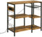 HOMCOM Estantería de Cocina Industrial Estante de Cocina con Toma de Corriente Estantes Ajustables Ganchos y Cesta Metálica 90x40x83 cm Marrón Rústico