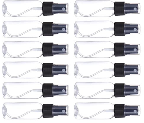 BELLIFFY Flacon Pulvérisateur Rechargeables 12 Pièces 30ml Plastique Transparent Vaporisateur à Brume Fine Voyage Accessoires Protection