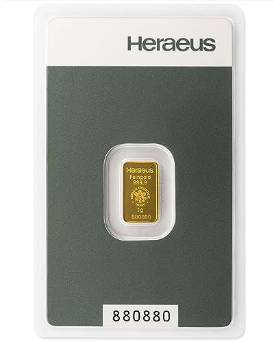Gold zum verschenken Goldbarren Heraeus 1g 1 Gramm Geschenkset - Geschenk + Echtheitszertifikat