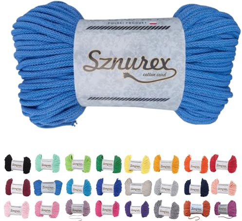 Makramee Garn 5mm x 100m Baumwollschnur Perfekt für DIY, Garn für Makramee-Schnur über 50 Farben Oeko-TEX Zertifiziert - Baumwollkordel, Baumwollgarn mit Polyesterkern