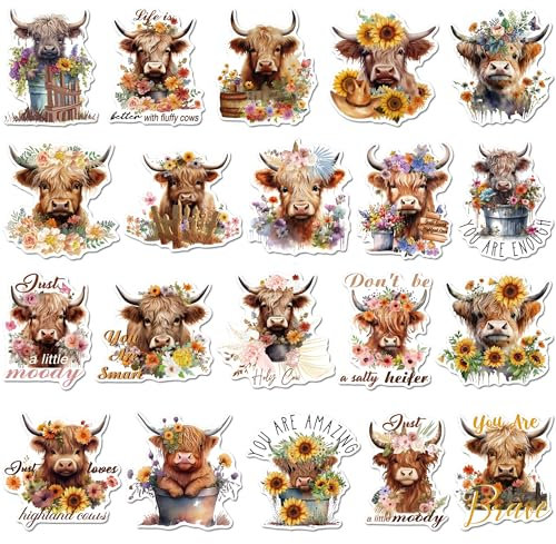 Inspirierende Kühlschrankmagnete, Motiv: Hochlandkuh, motivierende Schließfach-Magnete, niedliche Kuh, magnetische Aufkleber für Kühlschrank-Dekorationen, inspirierende Geschenke für Frauen, Männer,