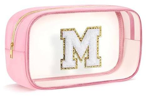 Geschenke für Mädchen Teenager - Personalisierte Transparente Kulturtasche Geburtstagsgeschenke für Teenager Kinder Damen Familie Reisetasche wasserdichte Kosmetiktasche mit Reissverschluss Rosa M