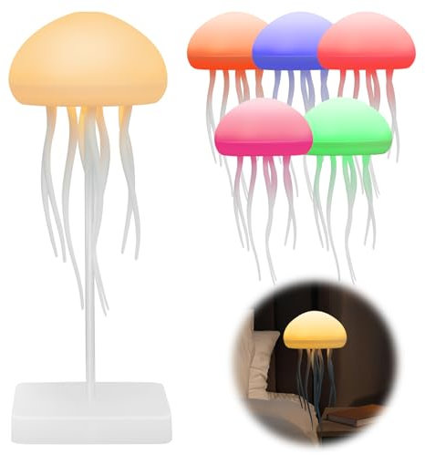 Adiwo Quallen Lampe, LED Fantasy Quallenlampe Stimmungslicht Nachtlicht, Intelligente Sprachgesteuerte Wiederaufladbare Qualle Lampe, Quallen Lavalampe Geschenk Dekorative Atmosphärenbeleuchtung