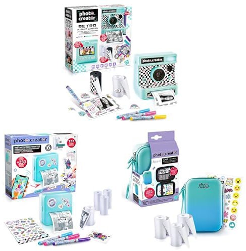 CANAL TOYS INSTANT Retro Camera and Photo Creator CLK017- Taschendrucker-Set für Smartphone mit Markern, CLK 012- Schutzhülle für Digitale Sofortbildkamera, Aufbewahrungstasche für Sofortbildkamera