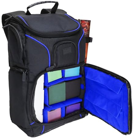 USA Gear Mochila MTG Compatible Con Mazos de Magic the Gathering, MTG y Más. Mochila TCG con Correas para El Hombro, Divisores Personalizables y Espacio para Carpeta (Azul)