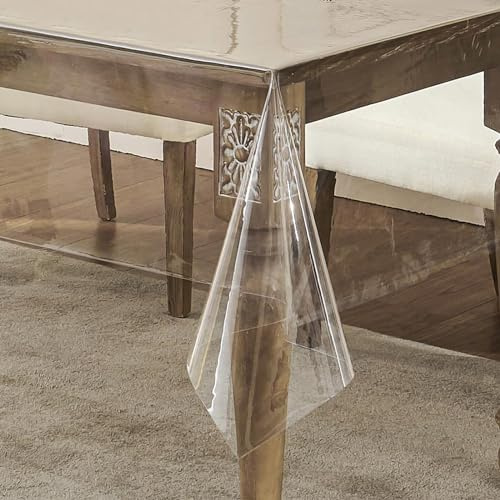 WenYa Clear PVC Table Cloth, Wipeable Plastic Table Protector 71x55in | Rectangular Waterproof Tablecloth Wipe Clean, Transparent Plastic Table Cover Cut to Size, Indoor/Outdoor Use 180x140cm