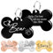 Chapa Perro Grabada a Doble Cara, Chapas Identificativa Perros en Forma de Hueso Personalizada, Acero Inoxidable, Pulido, Negro