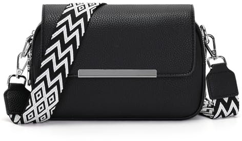 Zyig handtasche kleine umhängetasche damen handbags for women handytasche zum umhängen Breitem Schultergurt Multikompartiment crossbody bag Schwarz