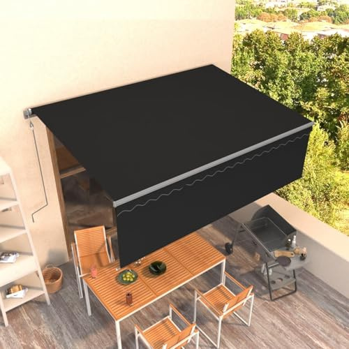 Festnight Elektrische Markise 4,5x3 m Elektrisch Gelenkarmmarkise 300 Breit Automatisch Sonnenmarkise Terrasse Terassenmarkise Außen Gelenkmarkise mit Handkurbel Volant Kassettenmarkise