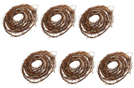 6pcs Natural Rattan Wreath Rings for DIY Crafts and Decor