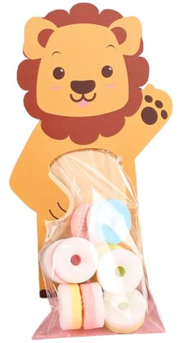 Pqahffowr Cartoon Animal Candy Bag Gift Bag Cute Lion Snack Cookie Bag Jungle Birthday Party Baby Shower Decoration A