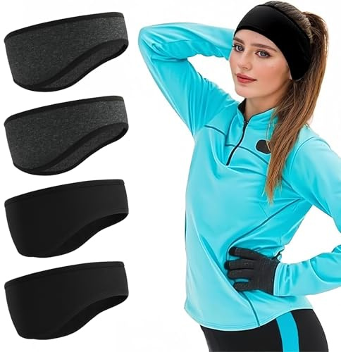 flintronic Polaire Bandeau de Sport, 2 Pièces Hiver Sport Bandeau Cache Oreille, Femmes Hommes Thermique Extensible Cache-Oreilles, pour Sports, Yoga, Danse, Running, Ski, Cyclisme
