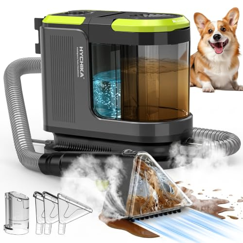 HYCHIKA Lavatappeti e Divani Portatile 1800W, 17kPa Lava tappezzeria, Doppio Serbatoio e Autopulizia, Lavatappeti pulitore per Divano, Tappeti, Zerbini, Auto e Famiglie con Animali