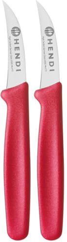 HENDI Couteau éplucheur, lame courbée, couteau bec d'oiseau, couteau d'office, couteau de cuisine pour éplucher les fruits et légumes, couteau tournant, 158x19x(H) 9mm, inox, polypropylène, rouge