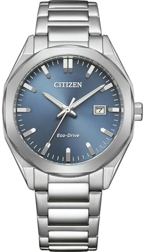 Citizen Eco-Drive Herrenuhr Edelstahl, Blau, 38 mm, BM7620-83M | Analog Quartz, Kristallglas, 10 bar Wasserdicht, 180 Tage Gangreserve, Datum, Edelstahlband