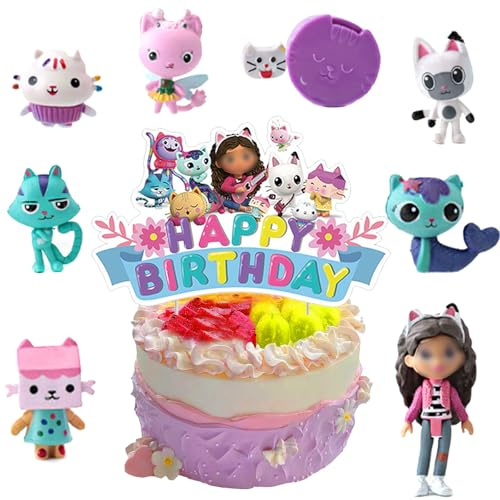 Décoration mini figurines de 9 pièces, Poupée décoratrice de gâteaux, Décorations de muffins, Décorations pour cupcakes, Décorations de gâteaux d'anniversaire pour garçons et filles