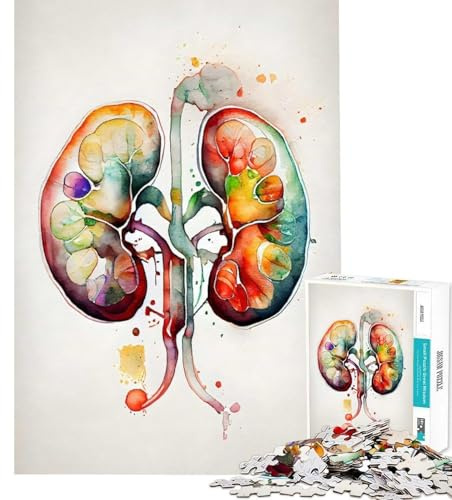 1000-teiliges Puzzle für Teenager Aquarell-Niere Lernspiel Herausforderung Spielzeug Familienspiel Stressabbau Geburtstagsgeschenk (Größe 38x26cm)