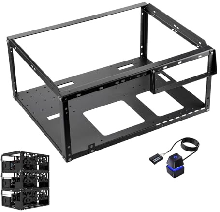 PC Test Bench, Open Air PC Gehäuse, Open Frame Computer Chassis, Techbench Server Rack Mount PC Gehäuse für E-ATX ATX MATX EATX X79 X99 Micro ATX Motherboards (stapelbar)