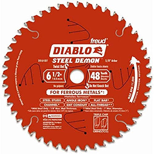Freud Diablo D0648F 6-1/2 x 48-Tooth Steel Demon TCG Ferrous Cutting Circular Saw Blade 5/8 Arbor