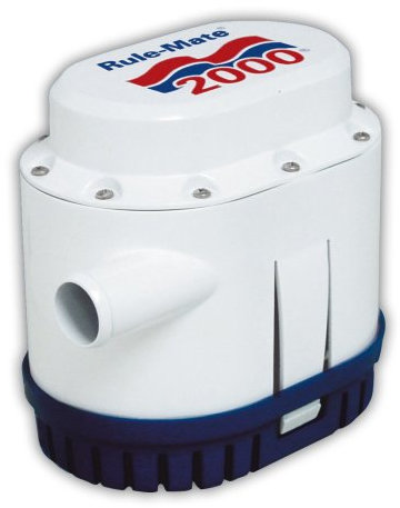 Rule-Mate RM2000A Automated Bilge Pump, No Float Switch Required, 2000 GPH, 12 Volt, White/Blue