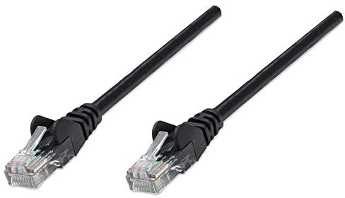 Intellinet Network Patch Cable, Cat5e, 0.25m, Black, CCA, U/UTP, PVC, RJ45, Gold Plated Contacts, Snagless, Booted, Polybag