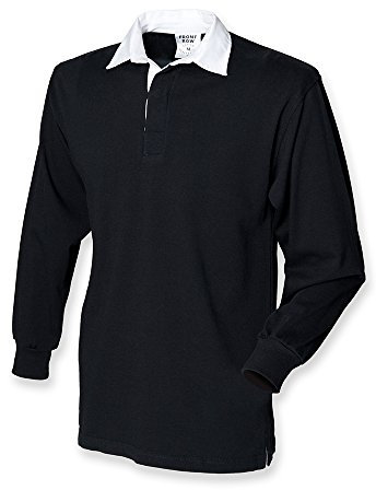 Langärmeliges Original Rugby Shirt für Männer von Front Row Gr. XXX-Large, schwarz