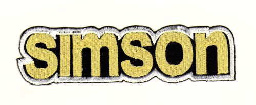 Aufnäher Bügelbild Aufbügler Iron on Patches Applikation Simson Schriftzug Moped DDR Suhl Werk S50, S51, S70, Schwalbe 9 x 2,6 cm