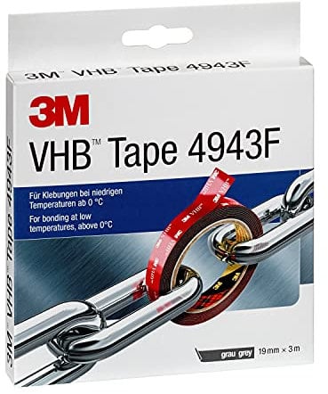 3M Nastri Adesivi Vhb ad Ottima Resistenza 4943F - Per Temperatura Sopra Lo 0°C - 19 Mm X 3 M, Grigio, Spessore: 1.1 Mm (1 Pezzo)