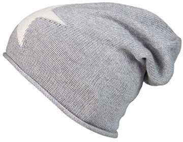 Cashmere Dreams Slouch-Beanie-Mütze mit Kaschmir - Hochwertige Strickmütze für Damen Mädchen - Stern - Hat - One Size - Sommer Herbst und Winter Zwillingsherz (HGR/weiß)