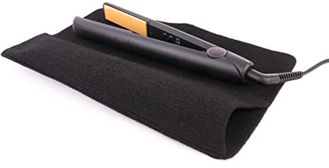 Black Heat Resistant Travel Straightening Iron Mat with Pouch by Mateque by mateque