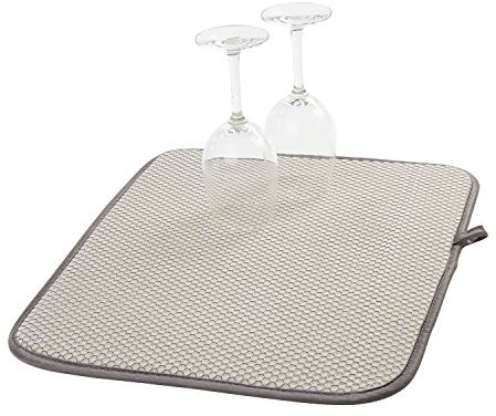 HELOME® 2X Premium Geschirr-Abtropfmatte aus Mikrofaser für Küche -32cm x 44cm– Verhindert Flecken und Streifen an Gläsern – Abtropfunterlage mit hoher Saugfähigkeit