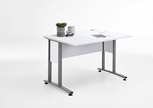 FMD Schreibtisch 120 x 80 Brillant weiss Nachbildung