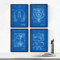 Nacnic BLAU - Pack mit 4 Poster mit Drehscheibe Patenten. Stellen Sie Plakate mit Erfindungen und Alten Patenten. Wählen Sie die Farbe, die Sie mögen.