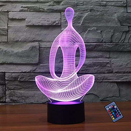 YTDZLTD Optische Täuschung 3D Yoga Meditation Nacht Licht 16 Farben Andern Sich Fernbedienung USB-Strom Touch Schalter Dekor Lampe LED Lampe Tisch Kinder Brithday weihnachten Geschenk