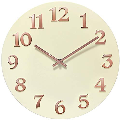 Infinity Instruments Vogue moderno avorio oro rosa orologio da parete decorativo per ragazze, 30,5 cm