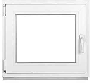 Komforta - Ventana de plástico prémium para sótano, isovidrio, 600 x 550 mm, 600 x 550 mm, 2 capas de acristalamiento DIN a la izquierda, función de inclinación giratoria