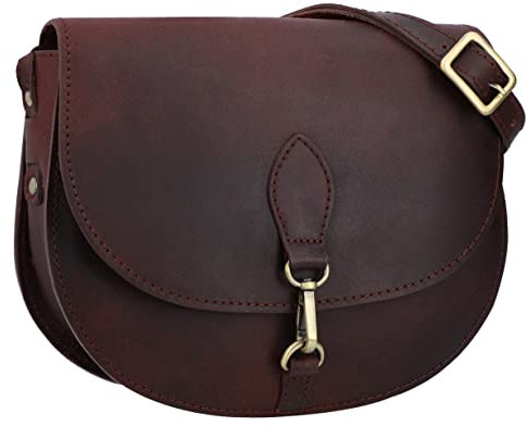 Gusti Umhängetasche Leder - Wiebke Damen Handtasche Abendtasche kleine Ledertasche Vintage Rot Leder
